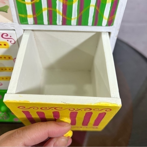 Hand painted 6 compartment organizer with drawers. 90s - Picture 6 of 15